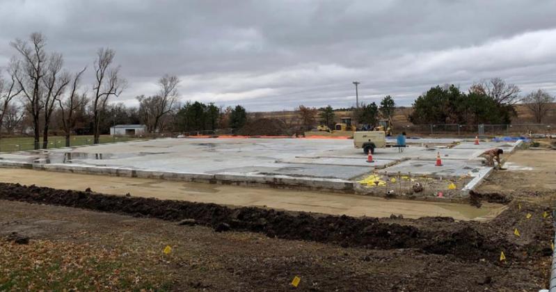 Dirt work has begun on the new Linn gym. The construction crew plans to have the building up before winter so that work can be done inside this winter. -- Photo by Eli Thalmann