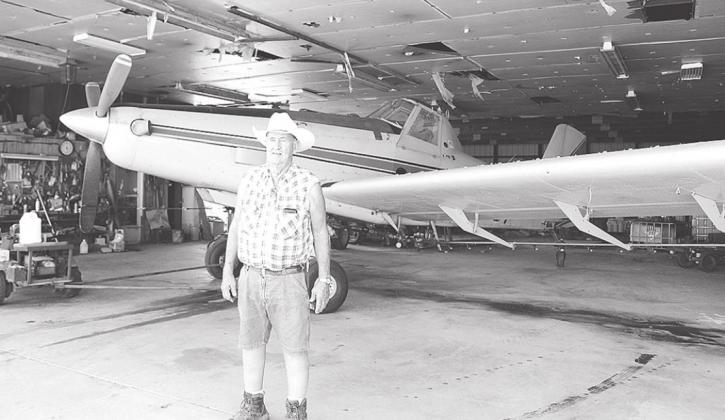 Dean Lovgren flies a 1989 model spray plane, which is housed in his JEM Flying hangar north of Morrowville, just off Highway 15.