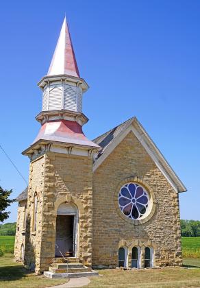 The historic church building at the north end of Steele City’s downtown was built in the Romanesque style with limestone that was quarried near Hanover back in the 1880s. The church has not been used for regular church services since 1920 and is now owned by the Jefferson County Historical Society.
